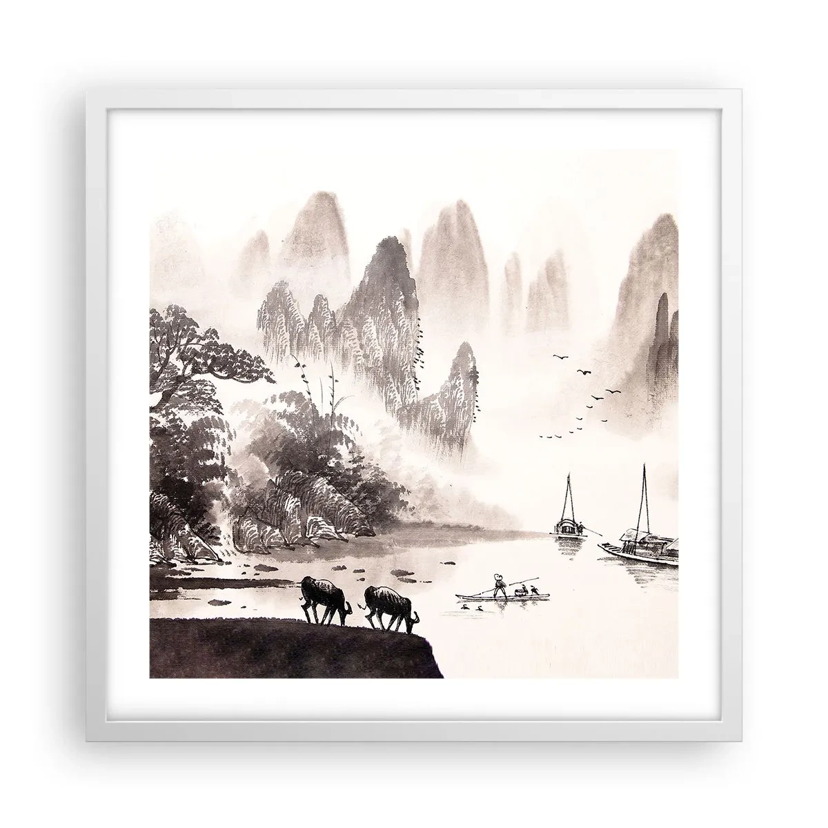 Poster în ramă albă - Viața exotică de zi cu zi a Estului - 50x50 cm