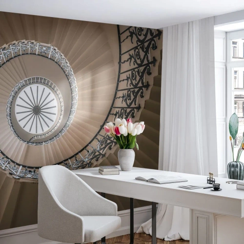 Tapet Premium Canvas - În interiorul cochiliei - Scări, Creț, Ornament - 350x256 cm