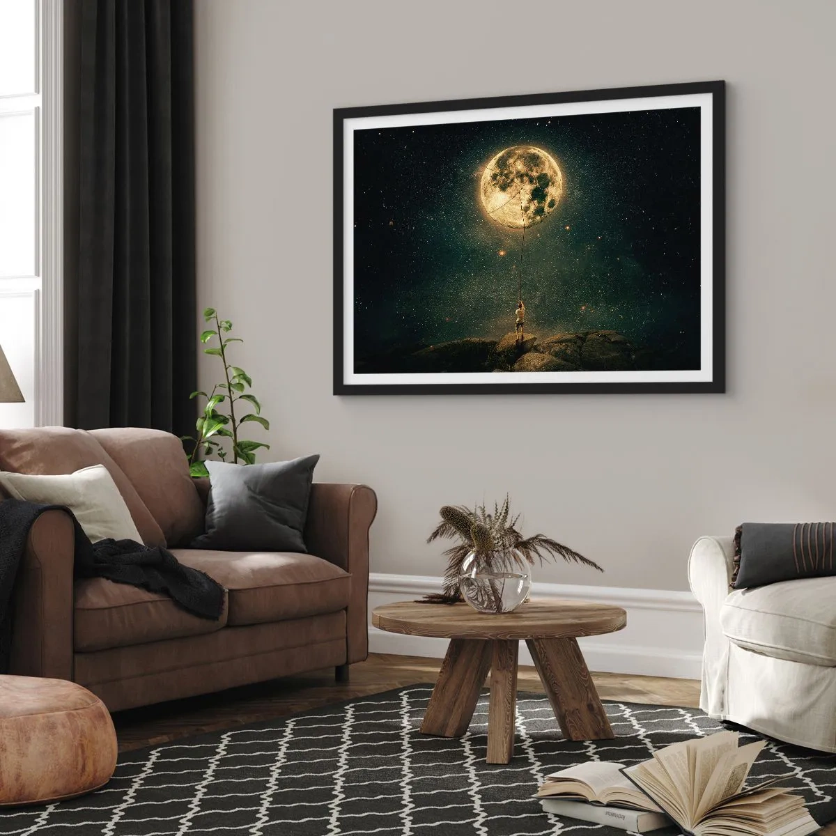 Poster în ramă neagră - Cel care a furat Luna - 70x50 cm