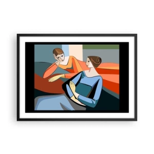 Poster în ramă neagră - Un moment de confidențe - 70x50 cm