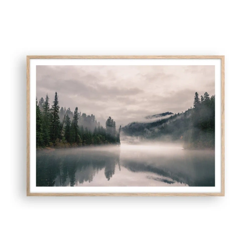Poster în ramă de stejar deschis - În reverie, în ceață - 100x70 cm