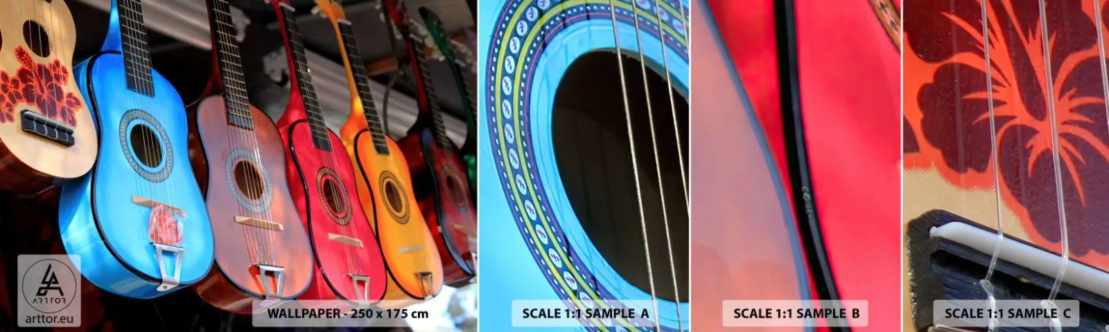 Mostră de Tapet Standard Eco - Vibrații latino - Muzică, Chitară, Un instrument muzical - 100x30 cm