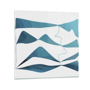 Tablou pe sticlă - Abstracție: relație turcoaz - 70x70 cm