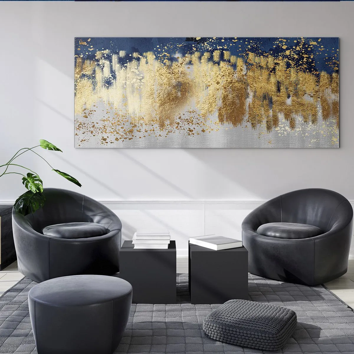Tablou pe sticlă - Compoziție modernă cu bliț - 100x40 cm