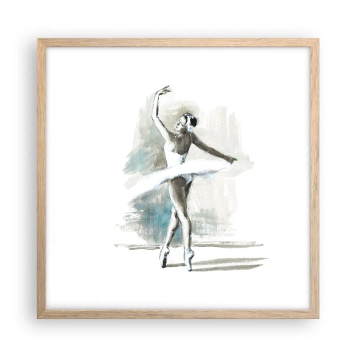 Poster în ramă de stejar deschis - Fermecată într-o lebădă - 50x50 cm