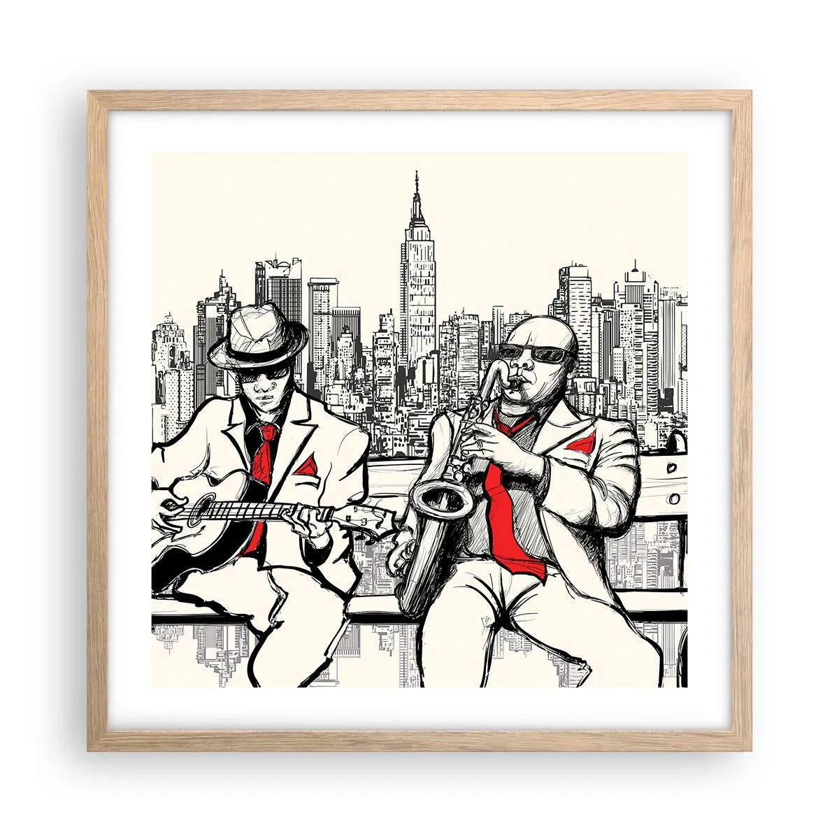 Poster în ramă de stejar deschis - Improvizație la New York - 50x50 cm