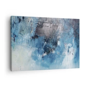 Tablou pe pânză Canvas - Tușe abstracte de pensulă în nuanțe de albastru - 70x50cm - Rapsodie albastră - Decorațiune modernă pentru perete pentru living și dormitor ARTTOR