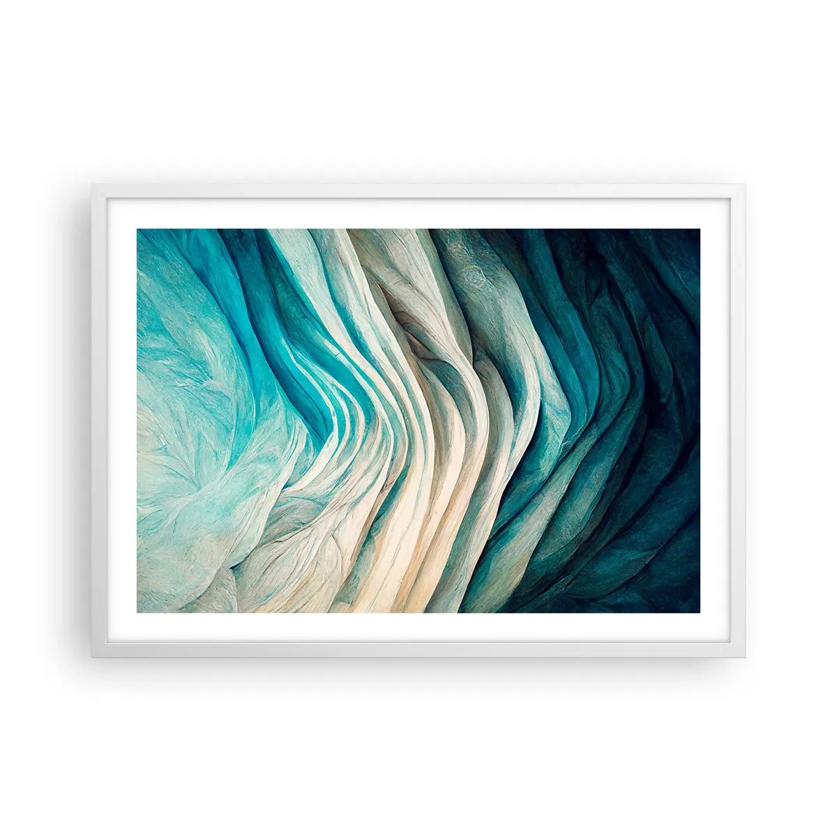 Poster în ramă albă - Insațiabilitate albastră - 70x50 cm