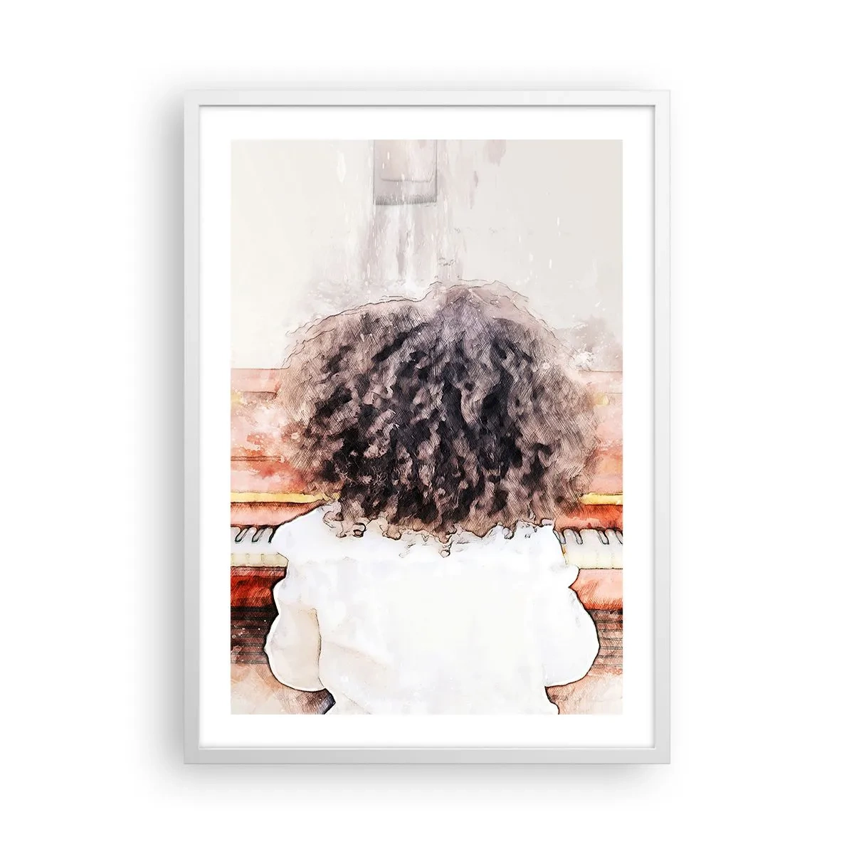 Poster în ramă albă - Într-o lume a muzicii - 50x70 cm