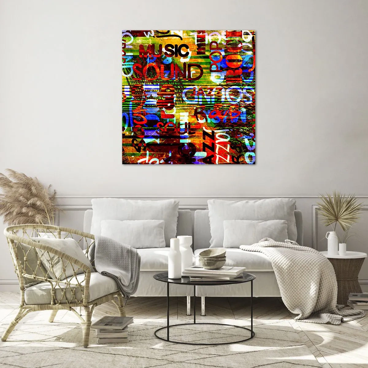 Tablou pe sticlă - Toate culorile sunetului - 60x60 cm
