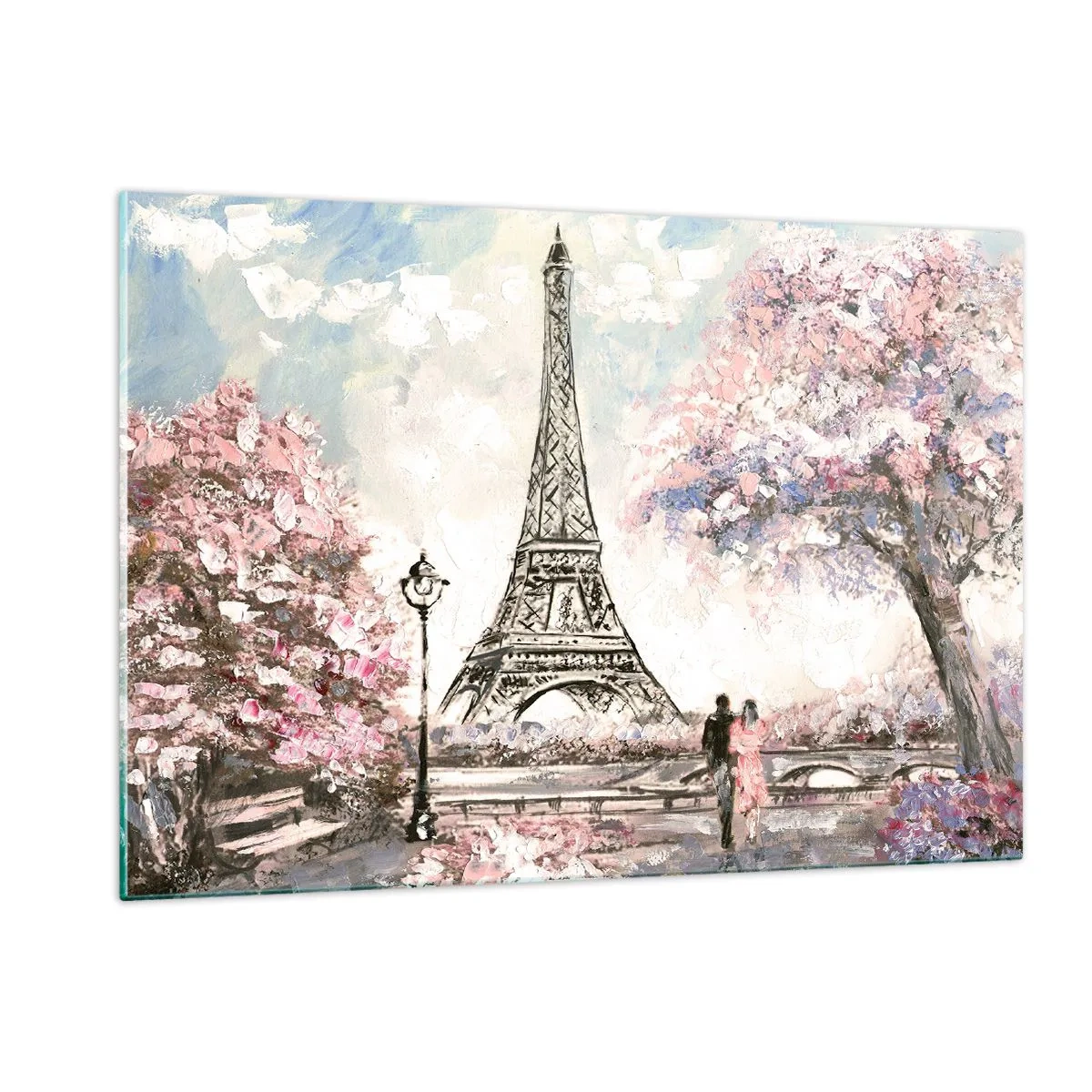 Tablou pe sticlă - Plimbare în aprilie la Paris - 120x80 cm