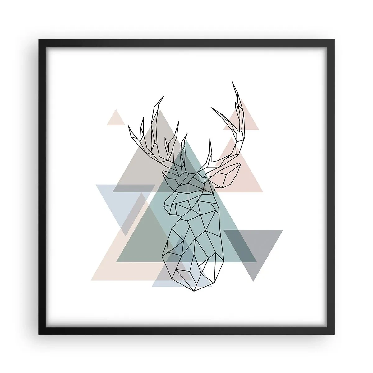 Poster în ramă neagră - Într-o pădure geometrică - 50x50 cm