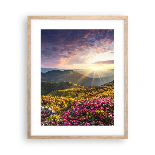 Poster în ramă de stejar deschis - Prospețimea unei dimineți de munte - 40x50 cm