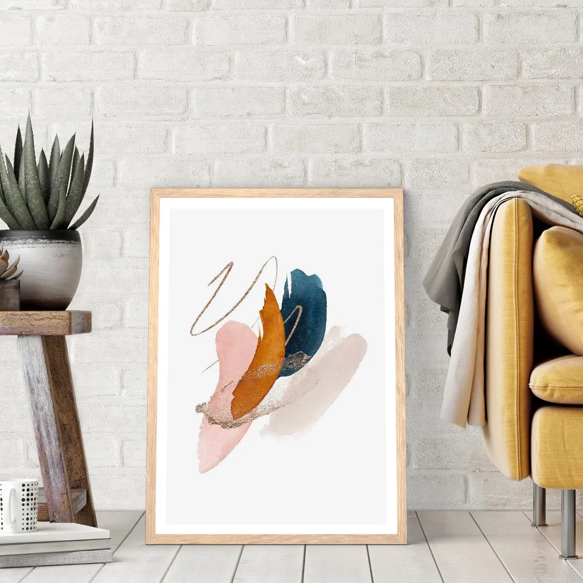 Poster în ramă de stejar deschis - Compoziție înaripată - 30x40 cm