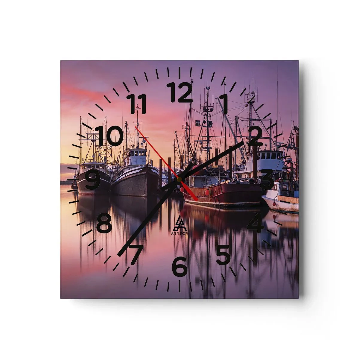 Ceas de perete - Ceas pe sticlă - Înainte de o zi plină - 30x30 cm