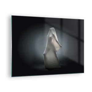 Tablou pe sticlă - O siluetă misterioasă în lumina blândă - 70x50cm - Dorințe ascunse - Decorațiune modernă pentru perete pentru living și dormitor ARTTOR