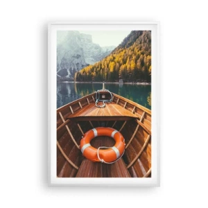 Poster în ramă albă - Excursie pe munte - 61x91 cm