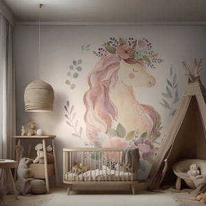 Tapet Premium Sand - O invitație în lumea basmelor - Inorog, Fetişcană, Pentru copii - 100x70 cm