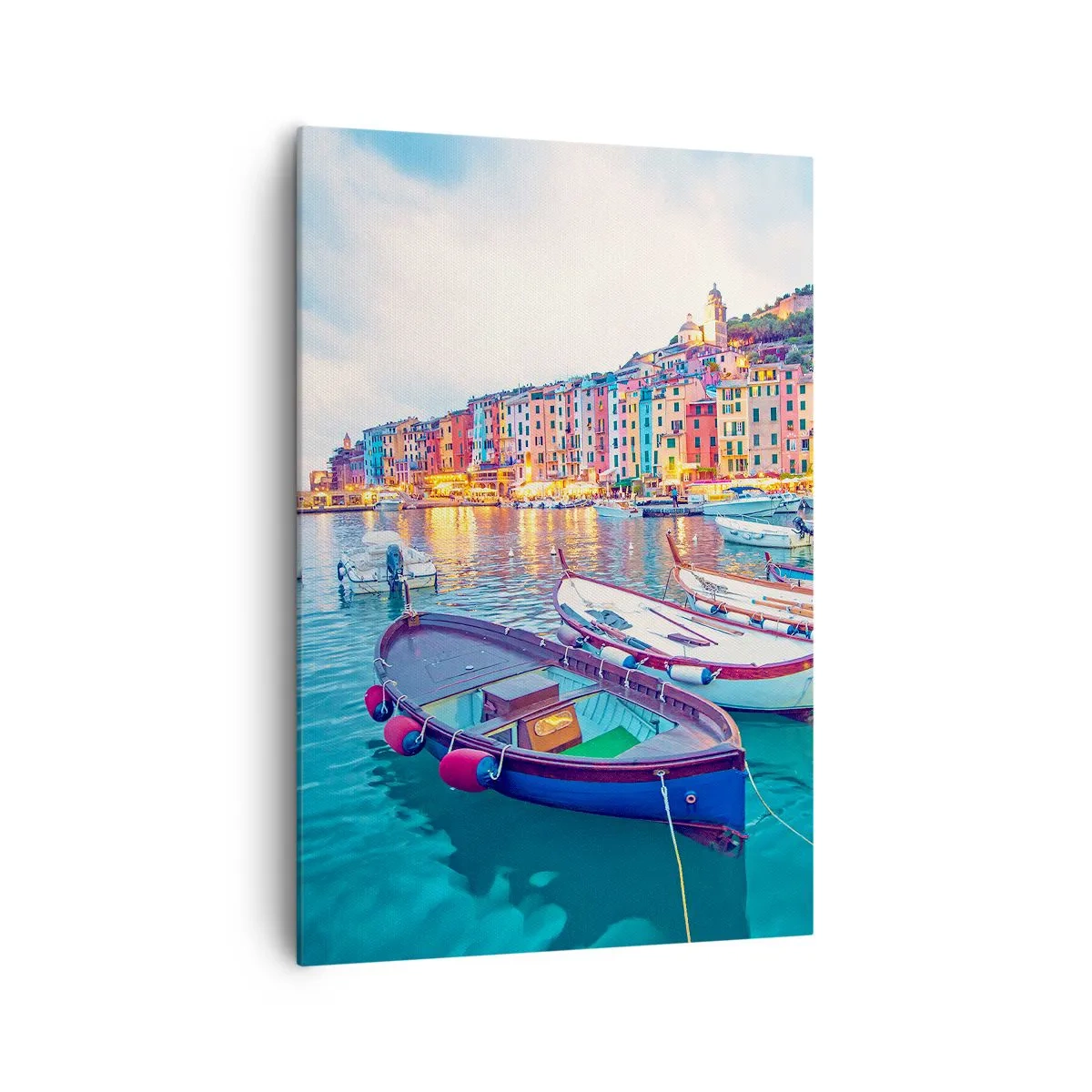 Tablou pe pânză - O seară plină de culoare în port - 70x100 cm