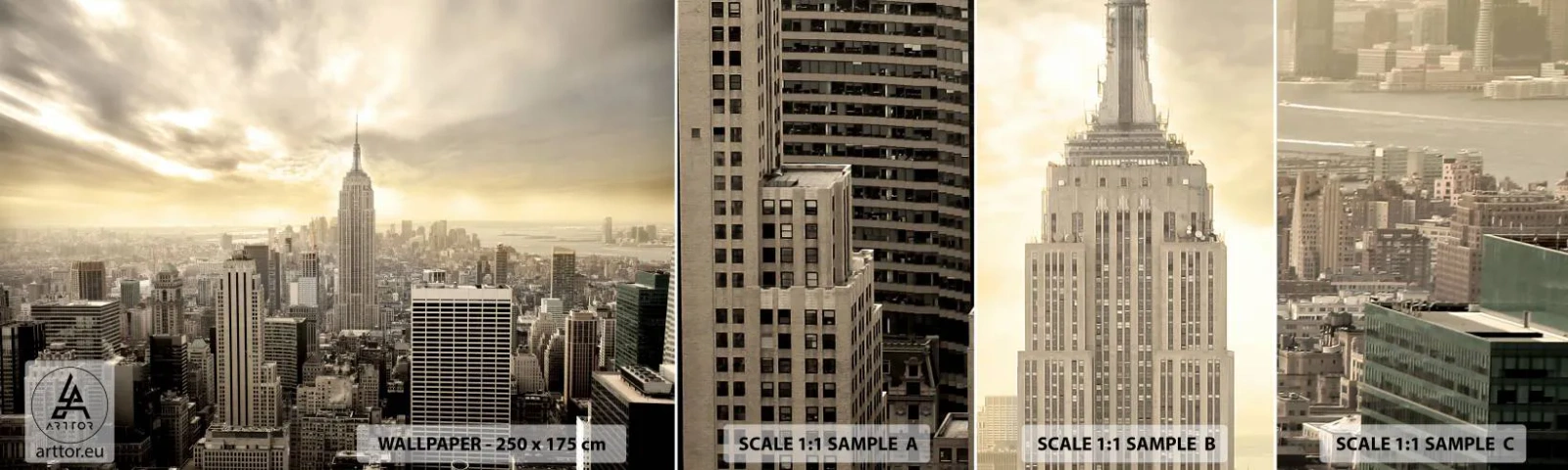 Mostră de Tapet Standard Eco - New York țesut din gri - Oraș, New York, Manhattan - 100x30 cm