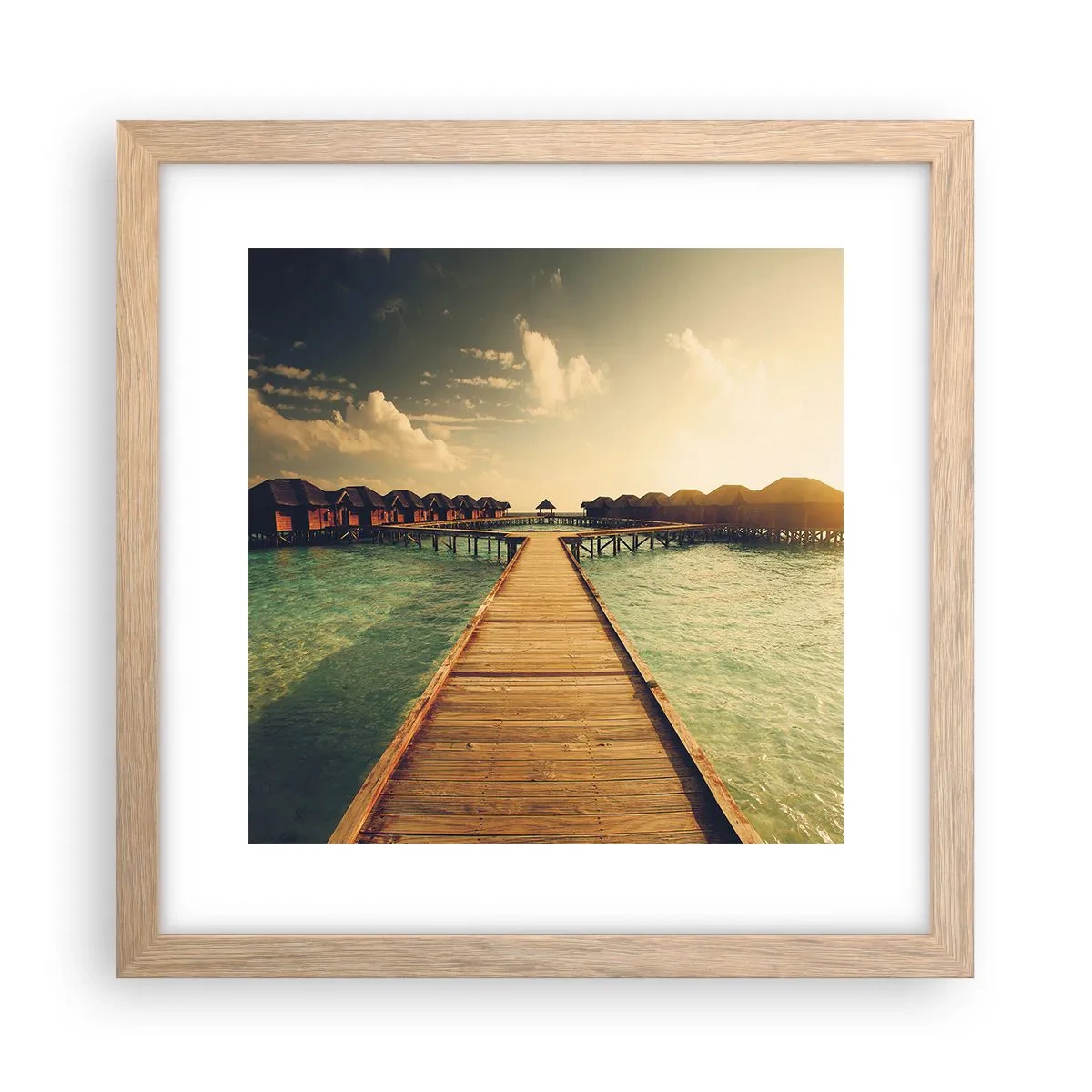 Poster în ramă de stejar deschis - O invitație caldă - 30x30 cm