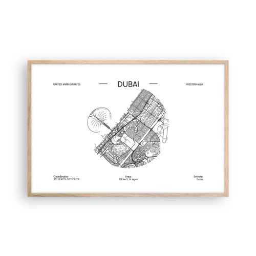 Poster în ramă de stejar deschis - Anatomia Dubaiului - 91x61 cm