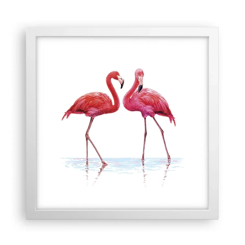 Poster în ramă albă - Pink randez-vous - 30x30 cm