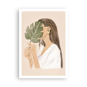 Poster - Portret misterios cu un evantai - 70x100 cm