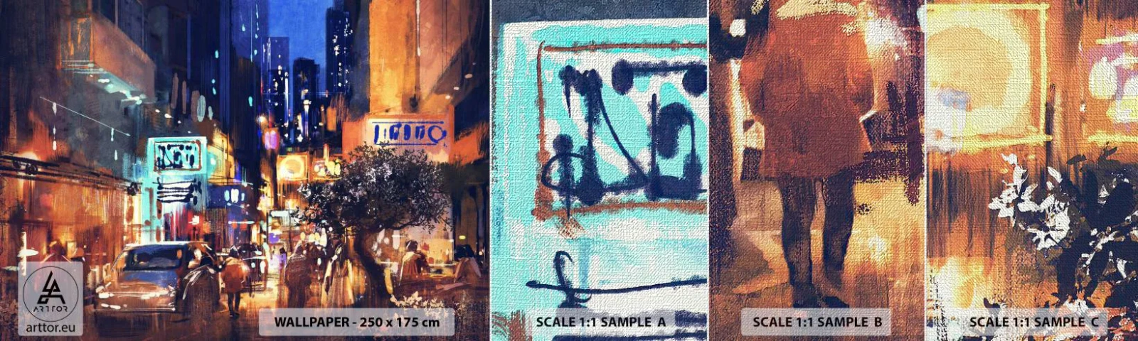 Mostră tapet Premium Canvas - Iar orașul nu doarme - Oraș, oameni, Arhitectură - 100x30 cm