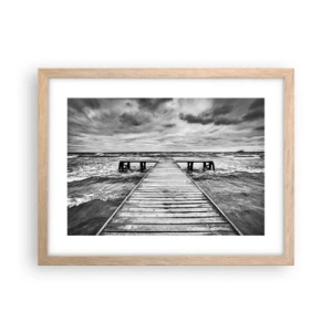 Poster în ramă de stejar deschis - Aștept ca vântul să fugărească... - 40x30 cm