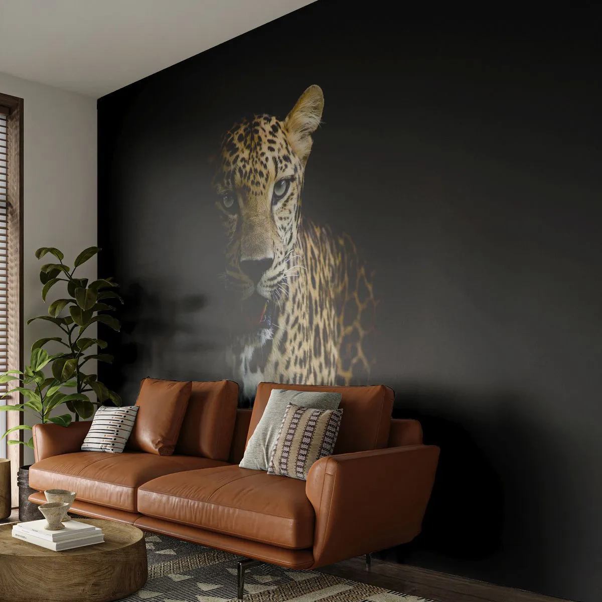 Tapet Standard Eco - Frumusețe întunecată - Animale, leopard, Pisica sălbatică - 400x280 cm