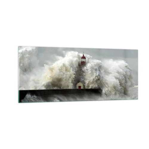 Tablou pe sticlă - Mânia oceanului - 100x40 cm