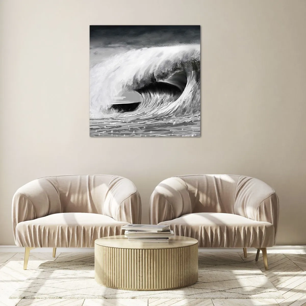 Tablou pe sticlă - Mânia oceanului - 70x70 cm