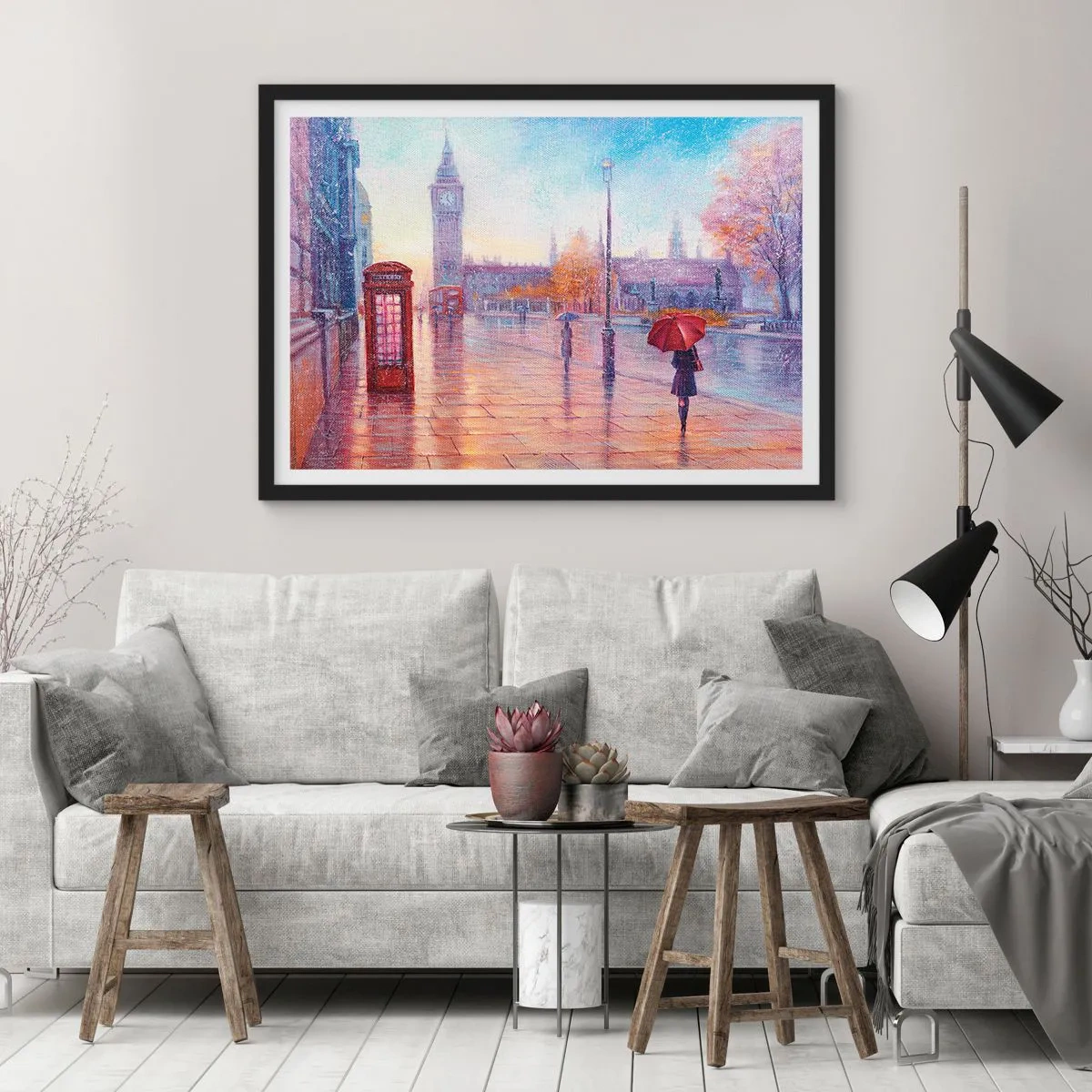 Poster în ramă neagră - O zi de toamnă londoneză - 70x50 cm
