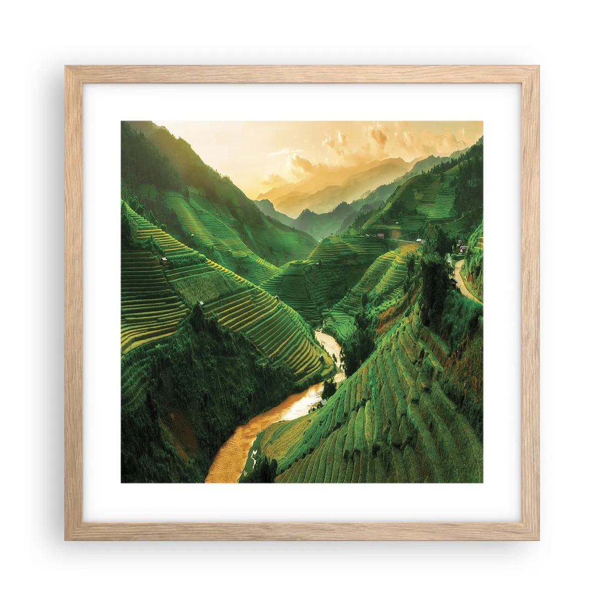Poster în ramă de stejar deschis - Valea vietnameză - 40x40 cm