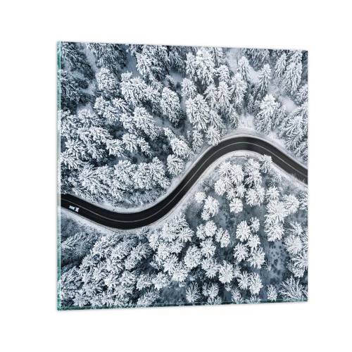 Tablou pe sticlă - Prin pădurea de iarnă - 30x30 cm