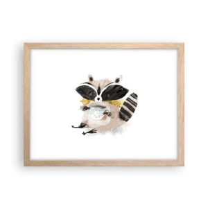 Poster în ramă de stejar deschis - Prietenul meu ratonul - 40x30 cm