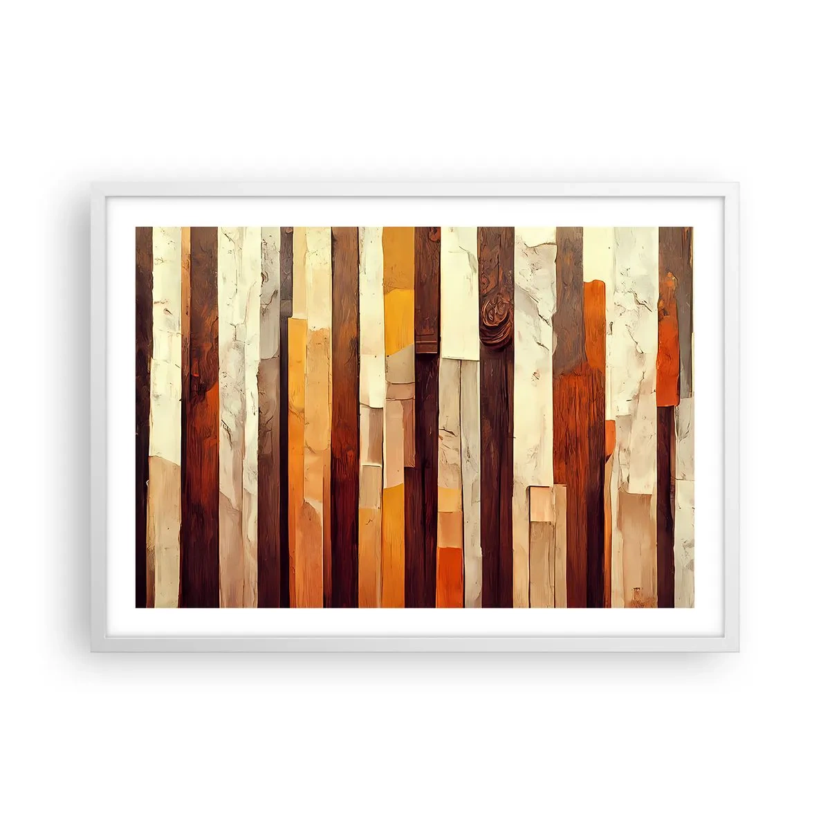 Poster în ramă albă - Imnul copacilor din pădure - 70x50 cm