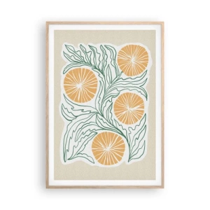 Poster în ramă de stejar deschis - Etnic cu o notă de abstracție - 70x100 cm