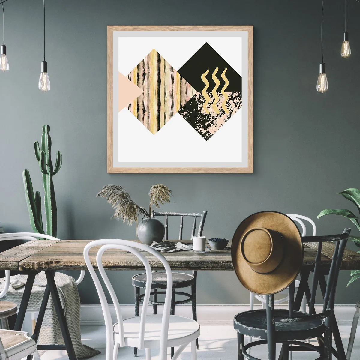 Poster în ramă de stejar deschis - Aparent simplu - 60x60 cm