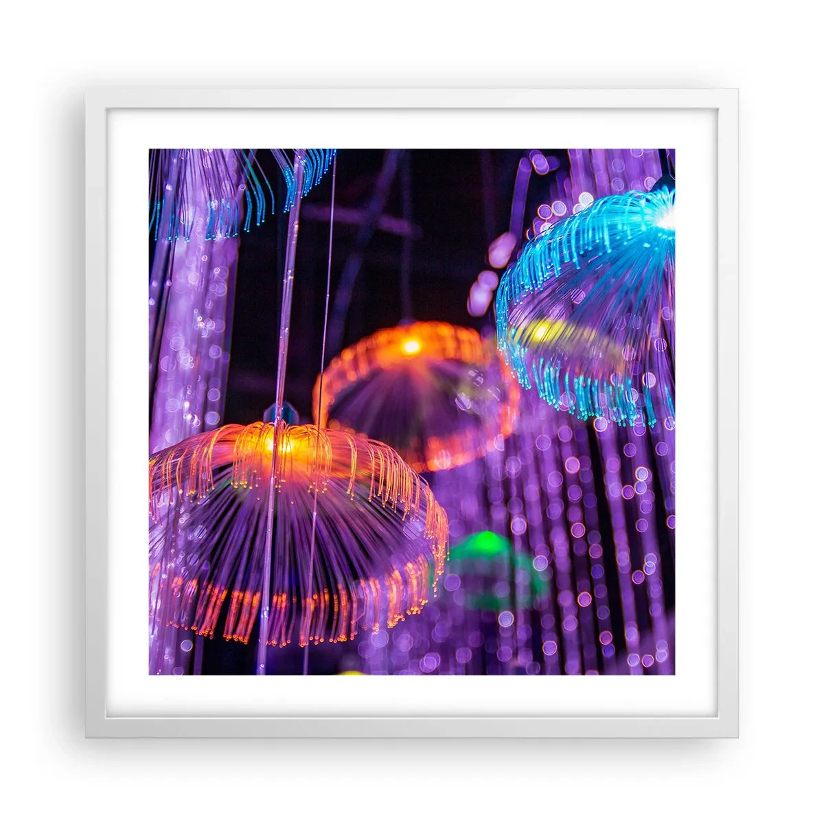 Poster în ramă albă - Fântână de lumină - 50x50 cm
