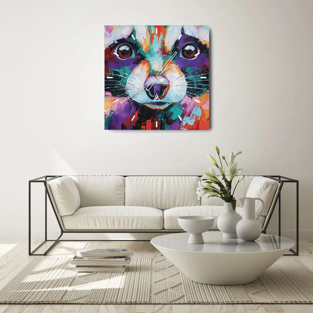 Ceas de perete - Ceas pe sticlă - Doar emoții bune - 40x40 cm