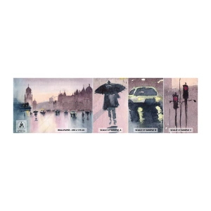 Mostră de Tapet Standard Eco - Într-o ceață ploioasă - Oraș, Arhitectură, Monumente - 100x30 cm
