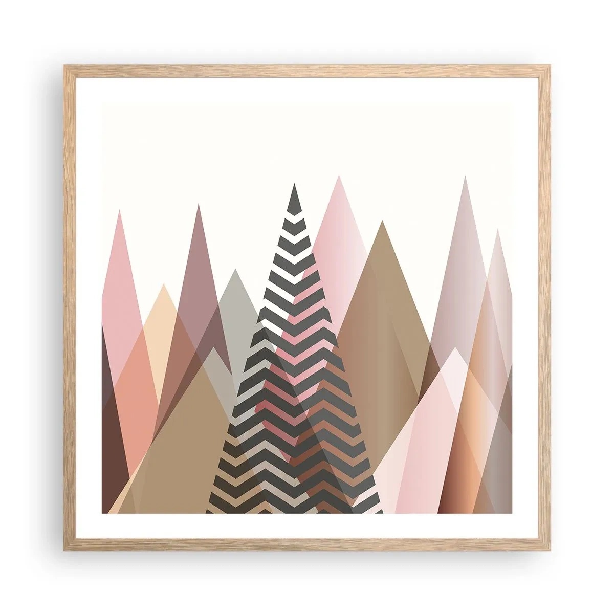 Poster în ramă de stejar deschis - Construcție piramidală - 60x60 cm