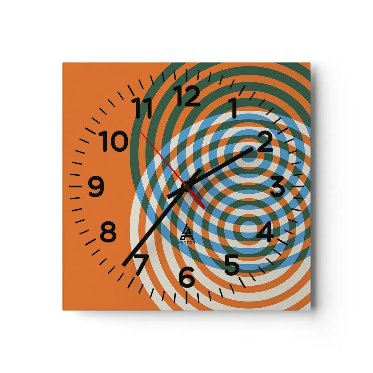 Ceas de perete - Ceas pe sticlă - Variație circulară abstractă - 40x40 cm