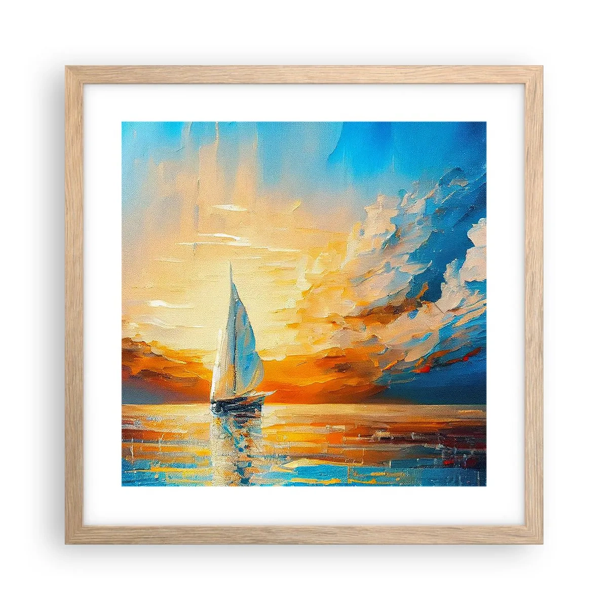 Poster în ramă de stejar deschis - Navigare prin aur - 40x40 cm