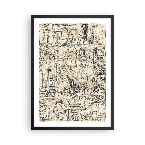 Poster în ramă neagră - Model geometric abstract în nuanțe de bej și negru - 50x70cm - Așteaptă să fie descifrat - Decorațiune modernă pentru perete pentru living și dormitor ARTTOR