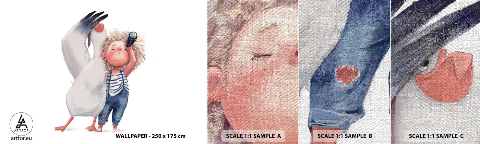 Mostră tapet Premium Canvas - Un plan pentru o călătorie minunată - Pentru copii, Prietenie, Fată - 100x30 cm