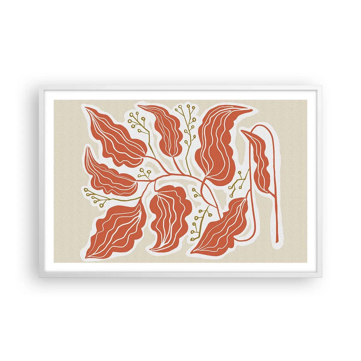 Poster în ramă albă - Folk și coral - 91x61 cm