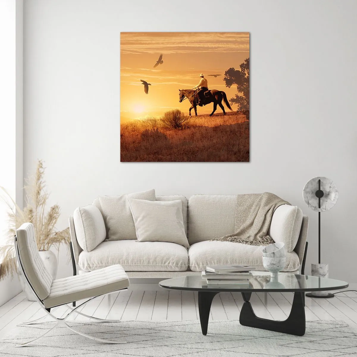 Tablou pe sticlă - Singur peste prerie - 30x30 cm